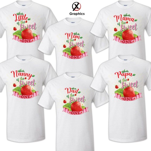Sweet one strawberry Family T-shirt Birthday Matching shirts Party Celebration - Picture 3 of 11