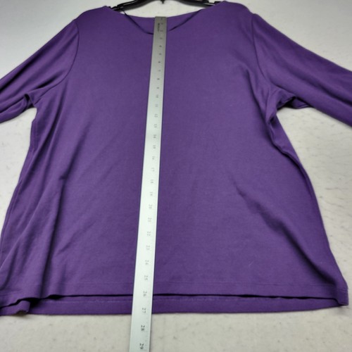 Karen Scott Shirt Womens Plus 2X Purple Top Blouse Studded Long Sleeve Stretch - Picture 6 of 9