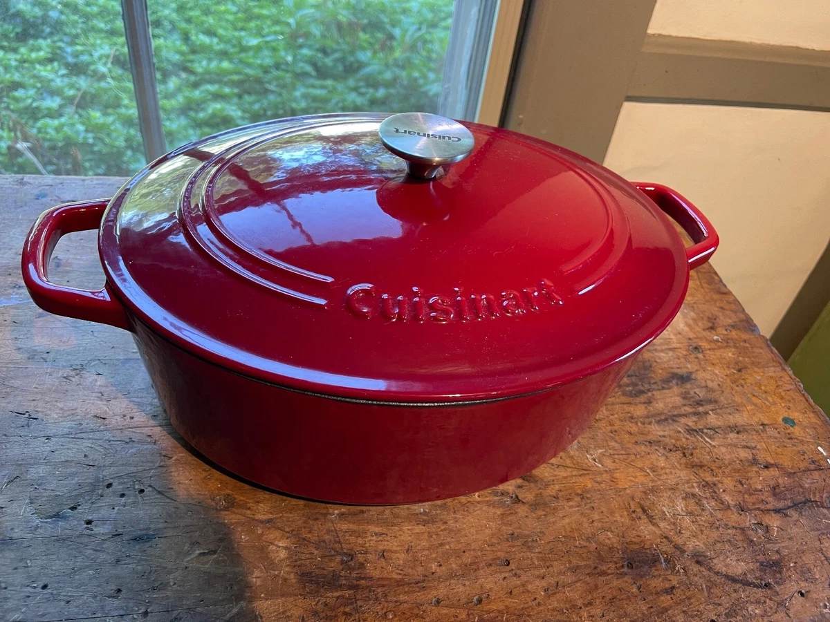 Large red enamel cast iron Cuisinart dutch oven 5 1/2 quart