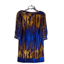 Jones New York Womens Vintage Abstract Shift Dress Gold Blue Size 8 NWT