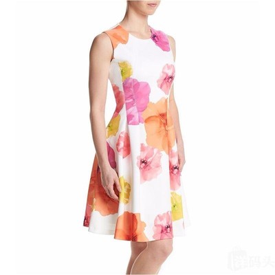 calvin klein fit and flare floral dress