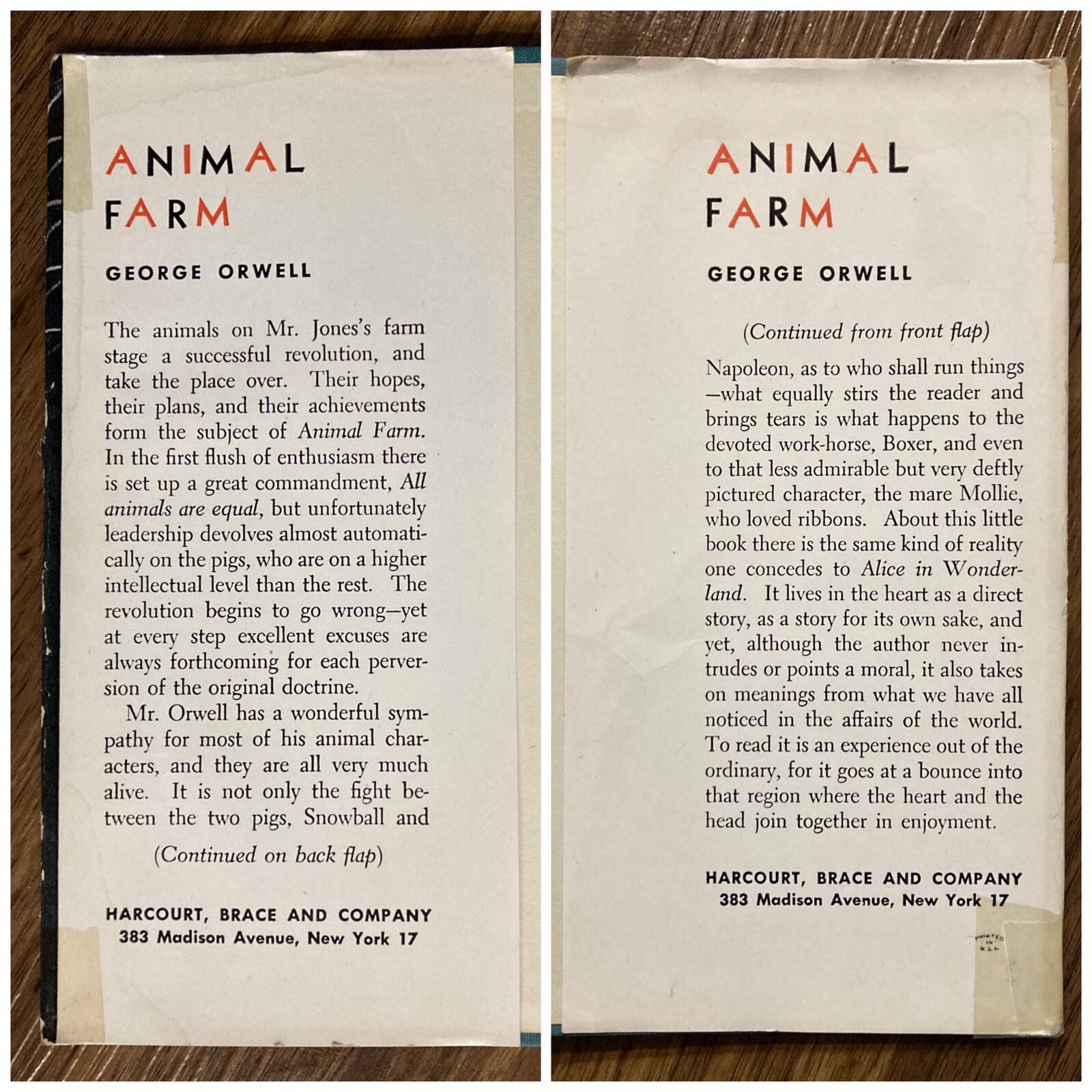 Animal Farm Orwell (1st BCE hardcover edition) Harcourt Brace