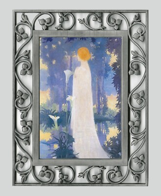 Girl with Calla Lily, Braut, 7.5''X9.5'' Pewter metal frame, canvas print