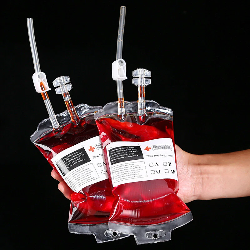 350ML Transparent Food Grade PVC Drink Beverage Bag Vampire Blood Bag Decorat XA