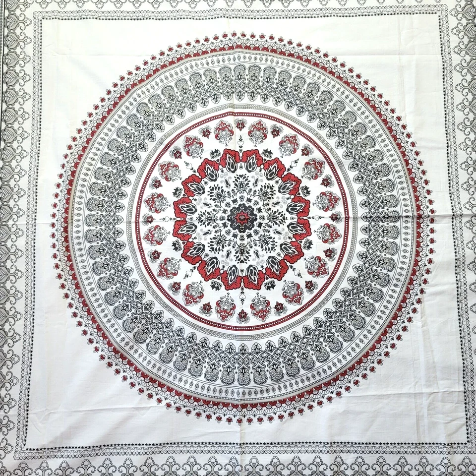 Tapiz Arte de Pared Mantel Borlas Rojo Negro Gris Mandala Boho John Robshaw Foto 2 de 4