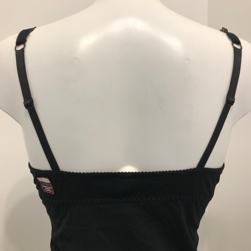 Black T-shirt Bra Vest Top 36B Underwired Smooth Padded Cups pretty lace trim - Imagen 8 de 10