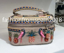 ZARA NEW WOMAN BEADED RIGID BAG PARROT ANANAS ECRU 6586/510/719