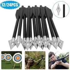 12/24pcs 6.5 Inch Hunting Crossbow Bolts Metal Archery Crossbow Arrows 50-80lbs
