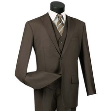 BIG  TALL Men's Brown 3-Piece 2-Button Classic-Fit Suit NWT