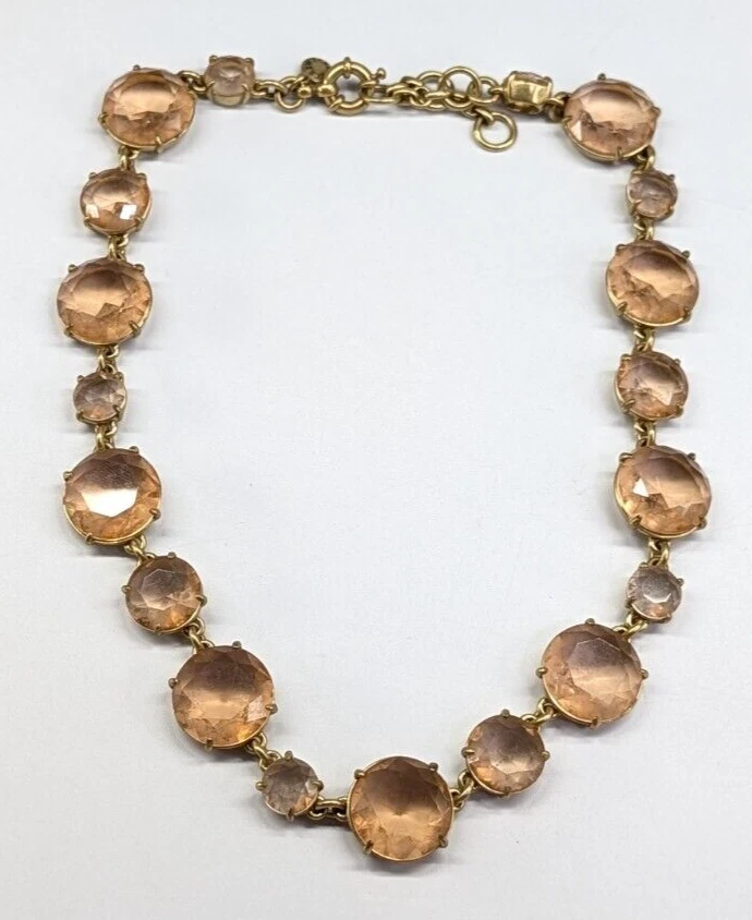 J. Collar ajustable Crew de bronce con estrás de vidrio grueso melocotón/naranja Foto 2 de 4