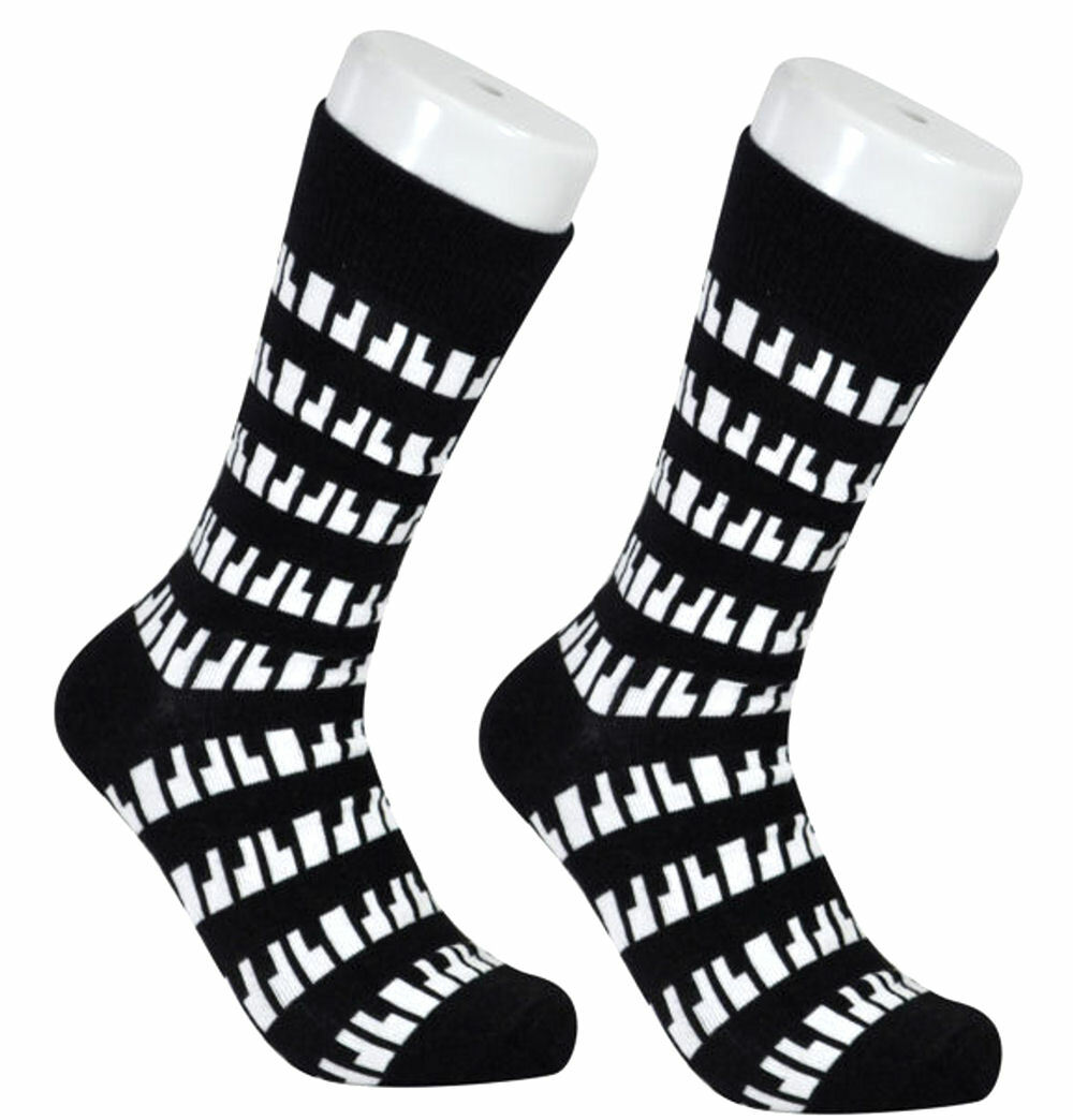 THE TIE STUDIO - Piano Keyboard Black & White on black Men's Novelty Socks