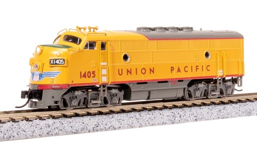 Broadway Limited 7727 N Scale UP EMD F3 AB Yellow Gray Unit-A Diesel #1405/1404C - Picture 10 of 16