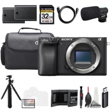 Sony Alpha a6400 (Body) + Mic + 32GB + Extra Battery+ Tripod- Accessory Kit