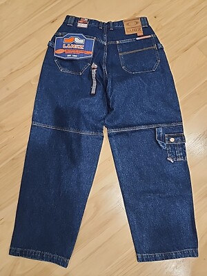 Vtg NOS Lugz Jeans Mens 32 Blue Baggy Wide Leg Logo  Detailed Y2K Skater Pants