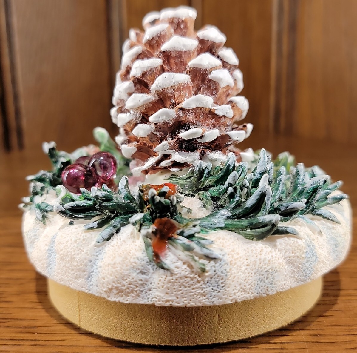 Yankee Candle Topper Jar Cover Christmas Holiday Winter Snow Pinecone