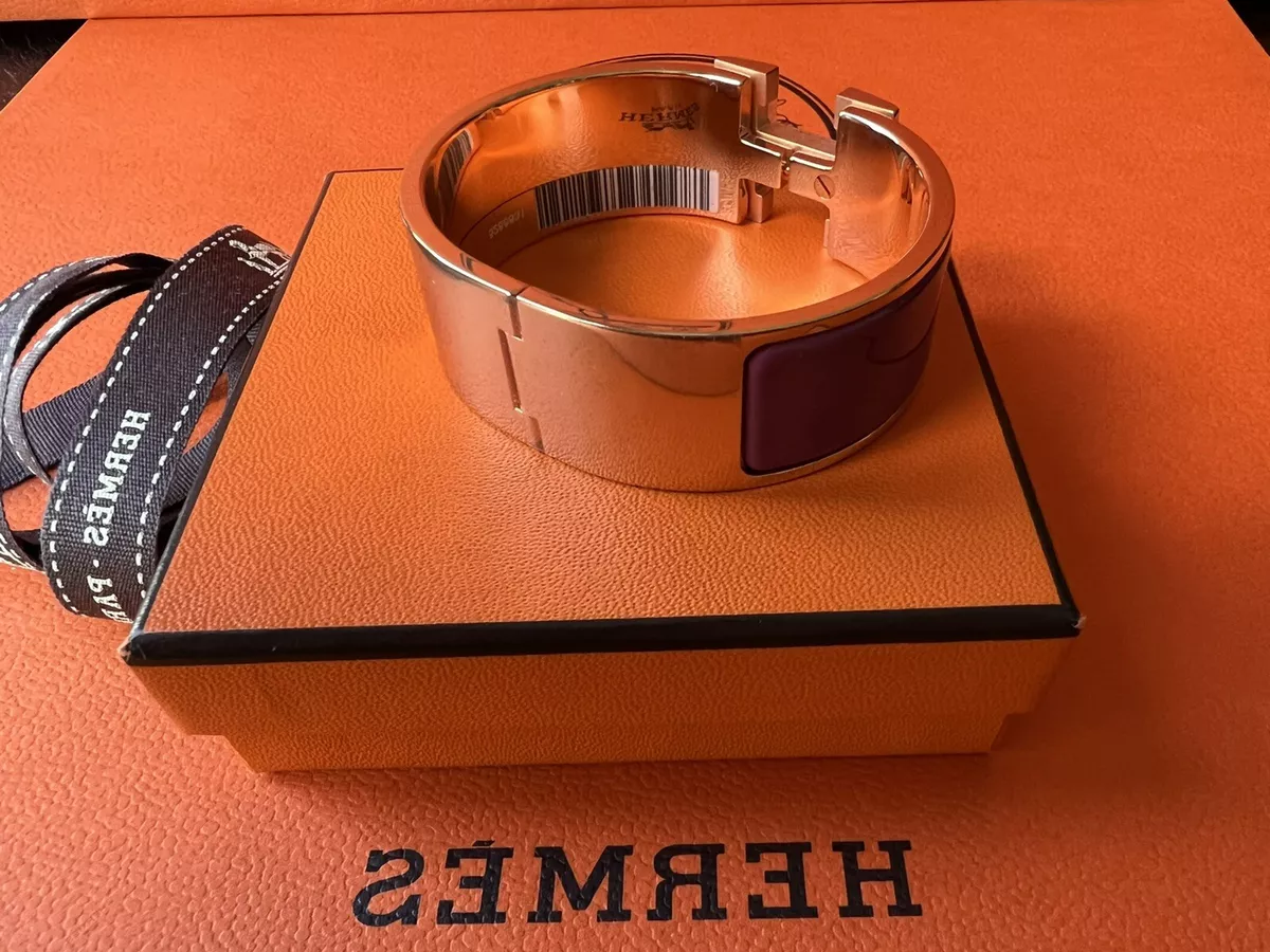 Authentic HERM S Paris Clic Clac H Bracelet Rose Azalee Rose Gold