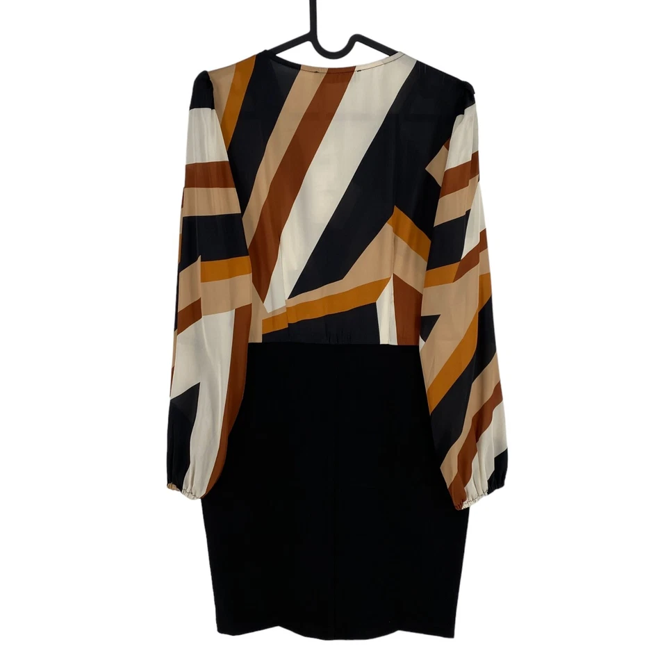 Rinascimento Femme Noir Manches Longues Col V Robe Fourreau Taille M - Photo 3/4