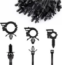 150PCS Cable Zip Ties with Zip Tie Mount,Push Mount Nylon Car Wire Loom Clips fo