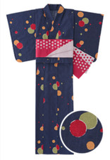 Blue Traditional yukata kimono japanese casual dress inspired by yumeji takehisa