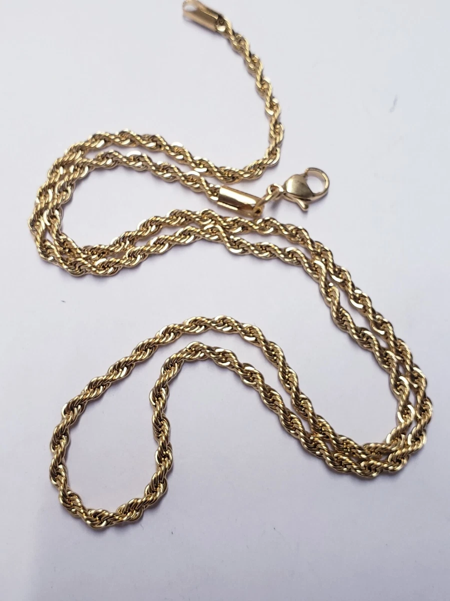 cernucci 3MM ROPE CHAIN Necklce GOLD PLATED 20