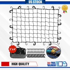 3'x4' Roof Rack Cargo Net，Mesh Bungee Net Stretches to 6'x8' for Rooftop Cargo