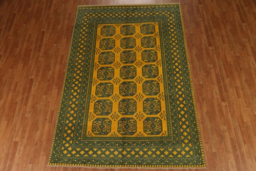 Vibrant Color Geometric Kazak Pakistani Area Rug Gold 7x10 ft - Picture 15 of 20
