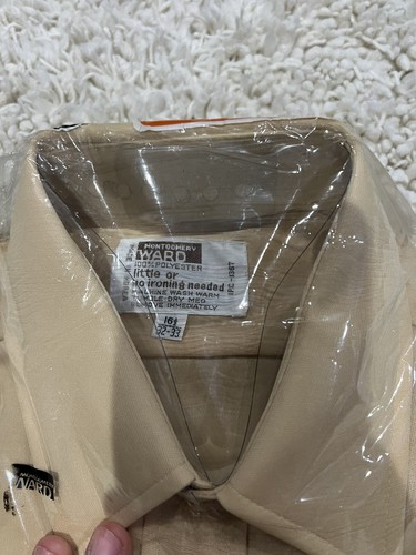 Camicia vintage anni 70 bianca S/S semi conica 16,5 Montgomery Ward collo pugnale nuova con etichetta - Foto 4 di 4