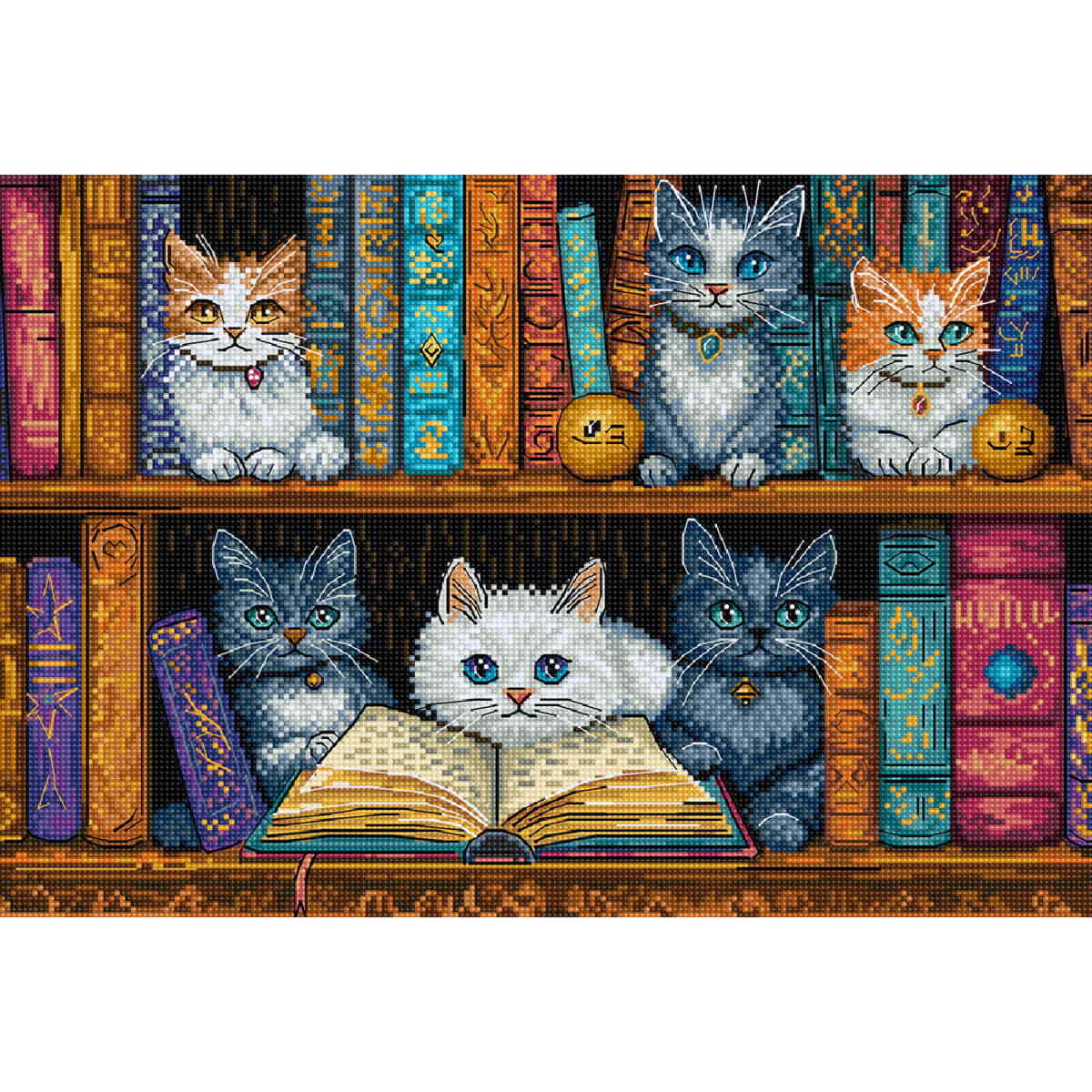 Letistitch counted cross stitch kit ""Bookshelf"", 32x22cm, DIY