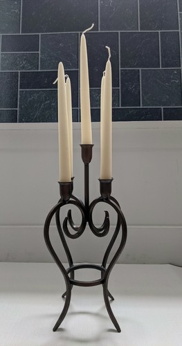Bronze Brown Iron Rustic 5 Taper Candle Holder Candelabra 14.25"H EUC - Picture 6 of 6