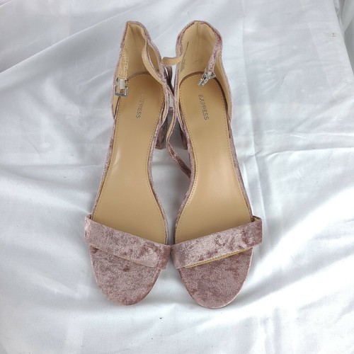 Express Pink Velvet Block Heels 10 