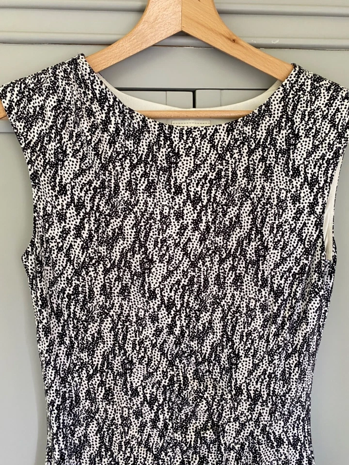 LINEA Debenhams Wiggle Pencil Dress Size 12 Black Cream Office Work Bodycon - Image 2 of 4