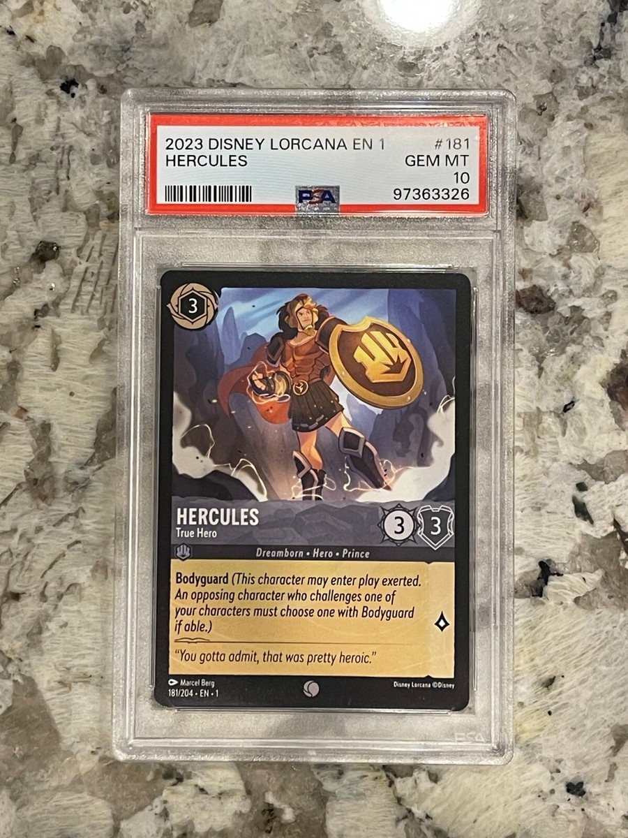 Disney Lorcana First Chapter Hercules #181 True Hero PSA 10 Disney Lorcana First Chapter Hercules #181 True Hero PSA 10