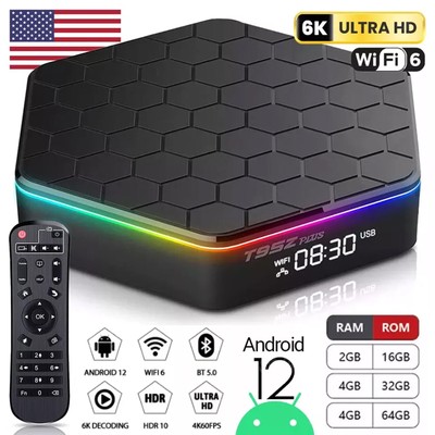 T95Z Plus Android12.0 6K Smart TV Box QuadCore WiFi6 BT5.0 Media Player USA F7F8