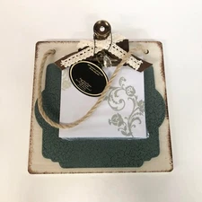New View Haven Wooden Hanging Note Pad with Metal Clip & Lace Ribbon, 8x8 Green