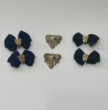 Clip On Shoe Bows & Metal Decor Dress Up Vintage Add On Mixed Lot 3 Sets
