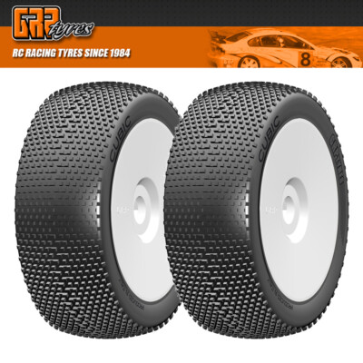 GRP GBX03A 1:8 Buggy CUBIC A Soft Mounted Tires w/ White Wheel (2) : F/R