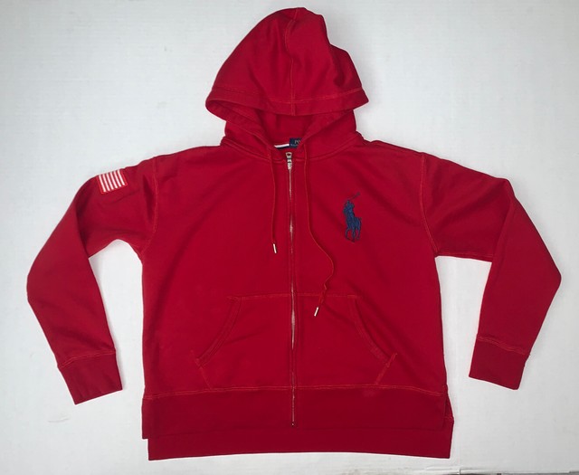 Womens Polo Ralph Lauren Hoodie Sweatshirt Size Medium Red USA | eBay