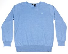 Roberto Cavalli Men's XL Maglia Wool Crew-Neck Pullover Sweater Blue NWT 395