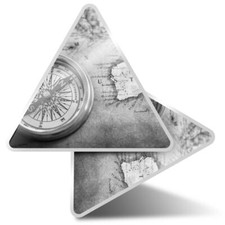 2 x Triangle Stickers  10cm - BW - Vintage Australia Map Compass Travel  #43657
