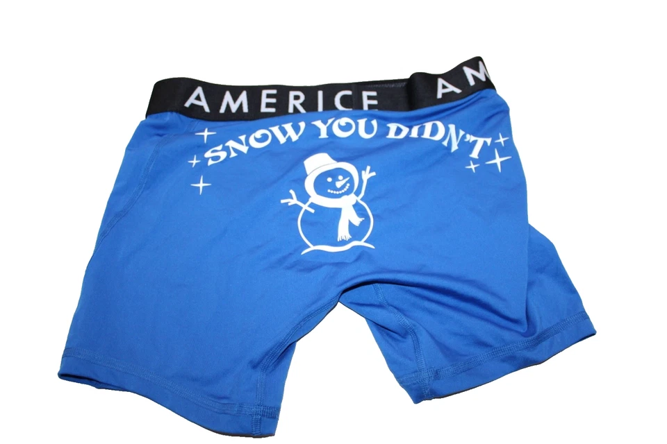 Calzoncillo boxer azul American Eagle Outfitters Snow You Didn't Print para hombre XS Foto 4 de 4