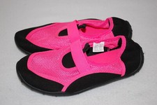 Girls Water Shoes BRIGHT PINK BLACK Pull One SWIMMING, BEACH Size 2-3 or 4-5