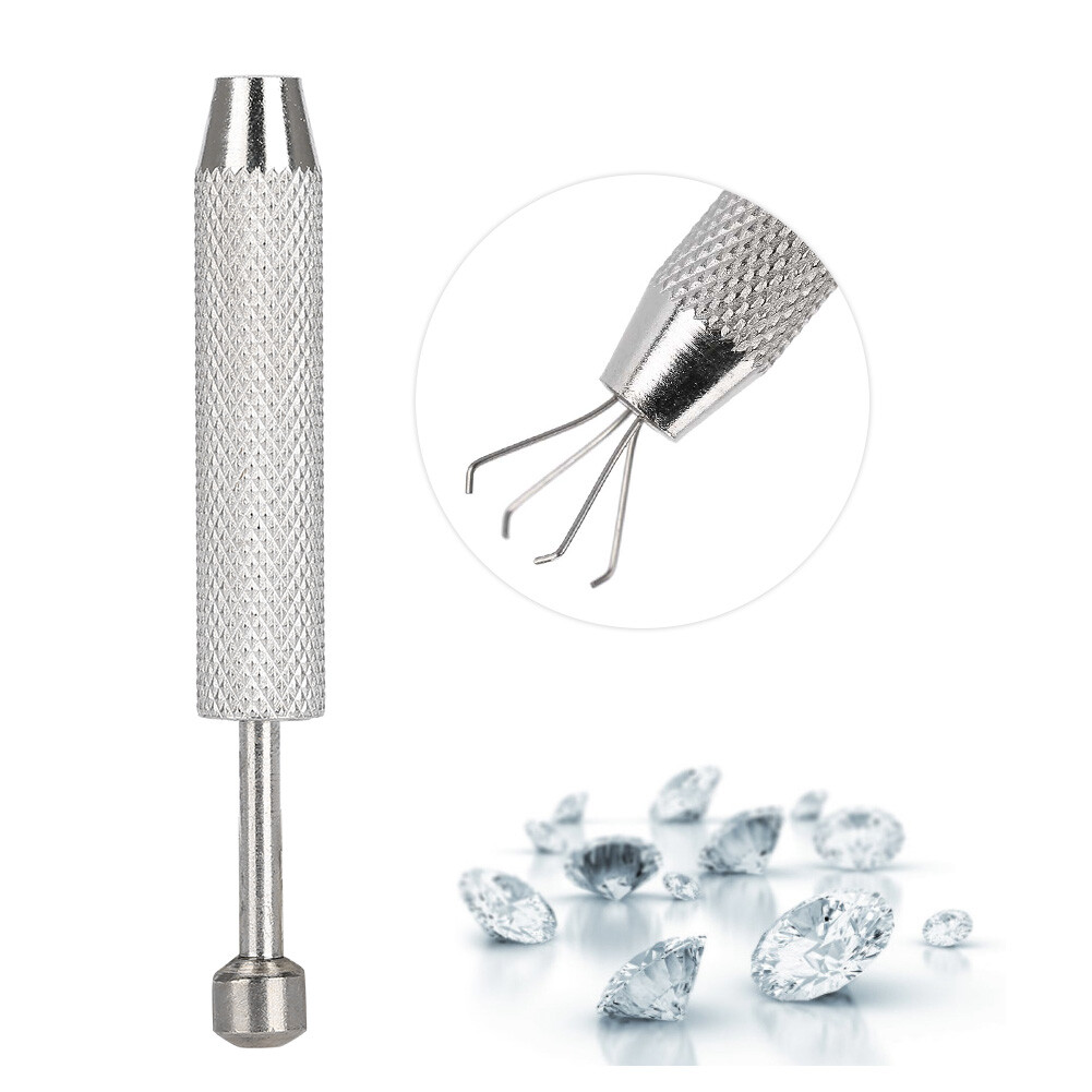 4 Prong Jewelery Tweezers Piercing Ball Holder Grabber Pick-Up Holder Tool UK