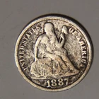 1887 S Seated Liberty Dime 10C Cents Coin Silver, VG+!