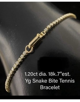 Tennisarmband mit natürlichem Diamant 1,2 Gesamtkarat in 18 Karat Gelbgold 7 Zoll
