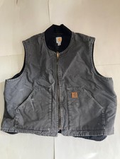 Vintage Carhartt Quilted Lined Canvas Vest Mens Large gray V02-029 SIZE 2XL
