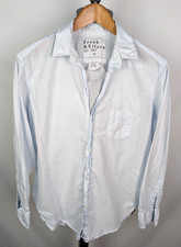 FRANK EILEEN "Eileen" Relaxed Fit Women's Light Blue Button Up Shirt Sz M