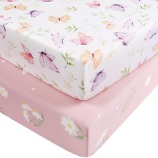 Baby Crib Sheets Girl, Fitted Crib Sheets 52" x 28", Soft Breathable Microfib...
