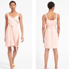 Everlane GoWeave Wrap Dress Blush Pink Sleeveless Tie Waist Size 4 Midi