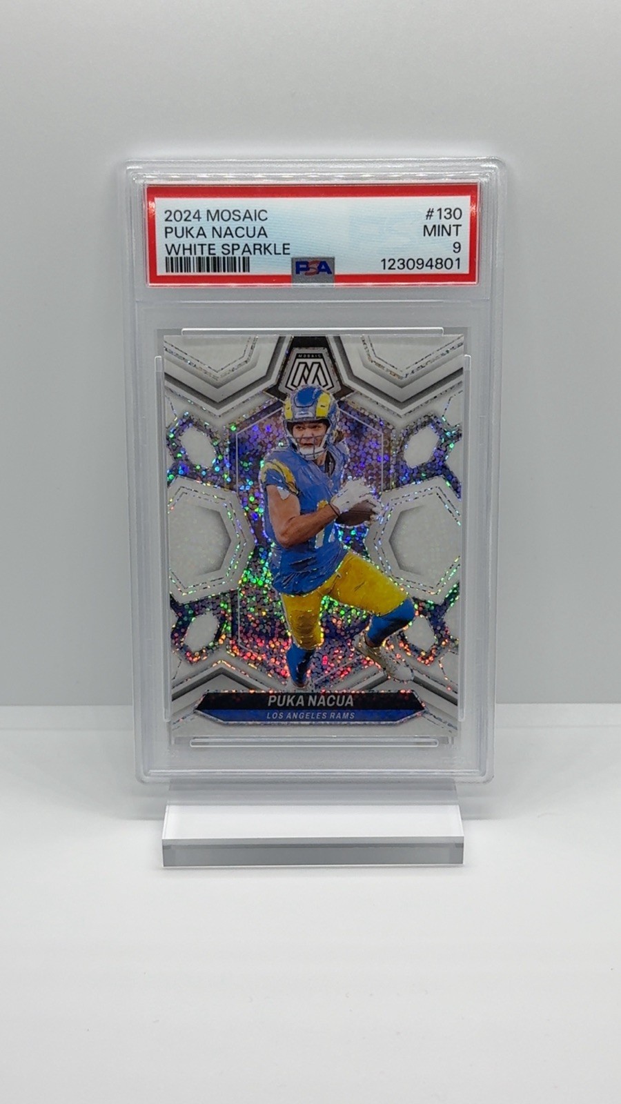 2024 Panini Mosaic Puka Nacua #130 White Sparkle Prizm PSA 9 🔥