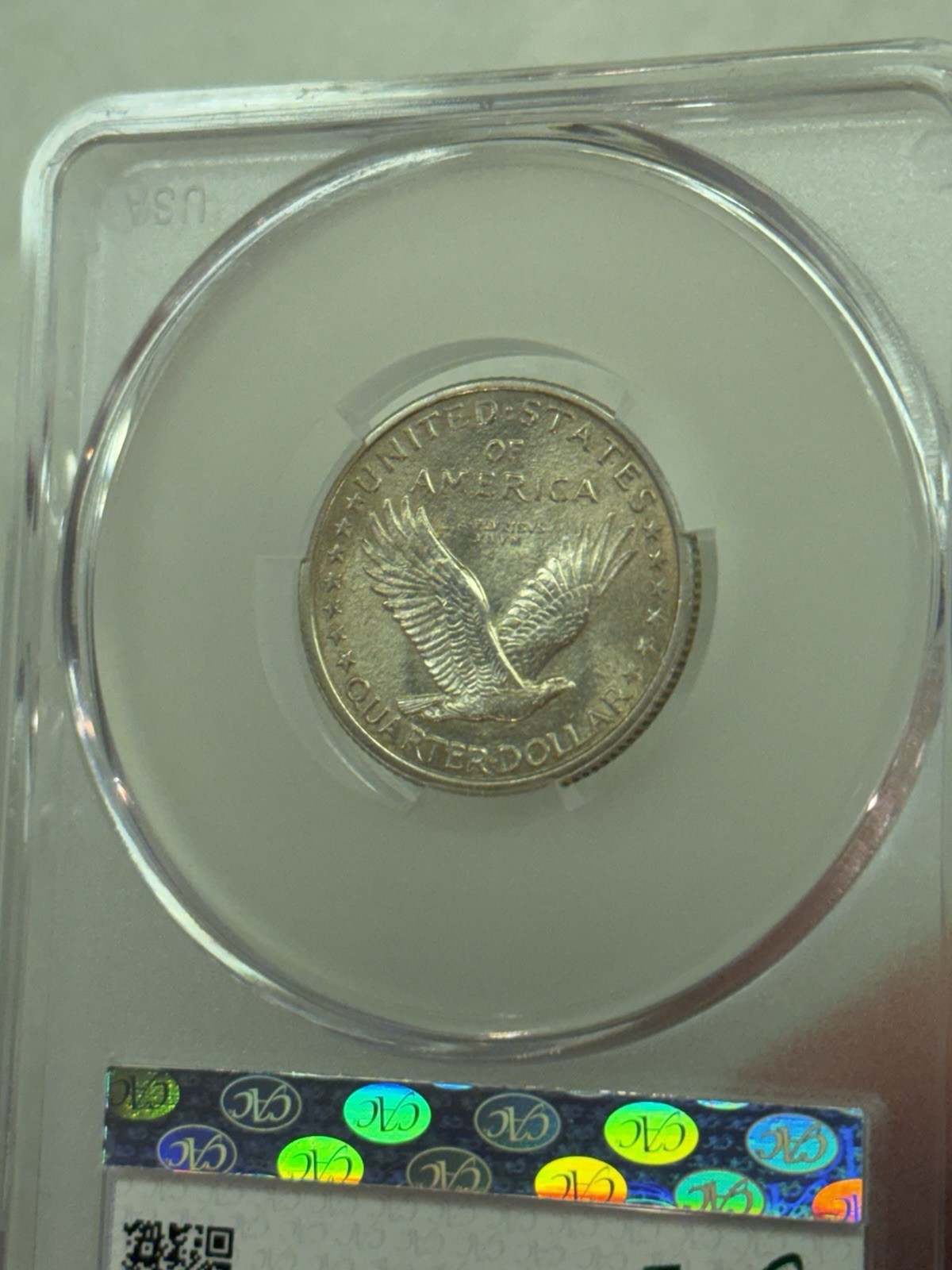 1917 Type 1 Standing Liberty Quarter CACG Uncirculated Details, Full Head Detail